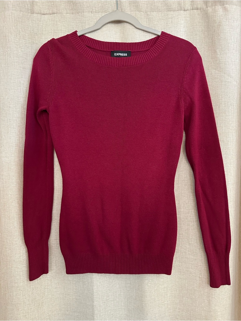 NWOT Express Women's Scoop Crewneck Sweater in Deep Raspberry